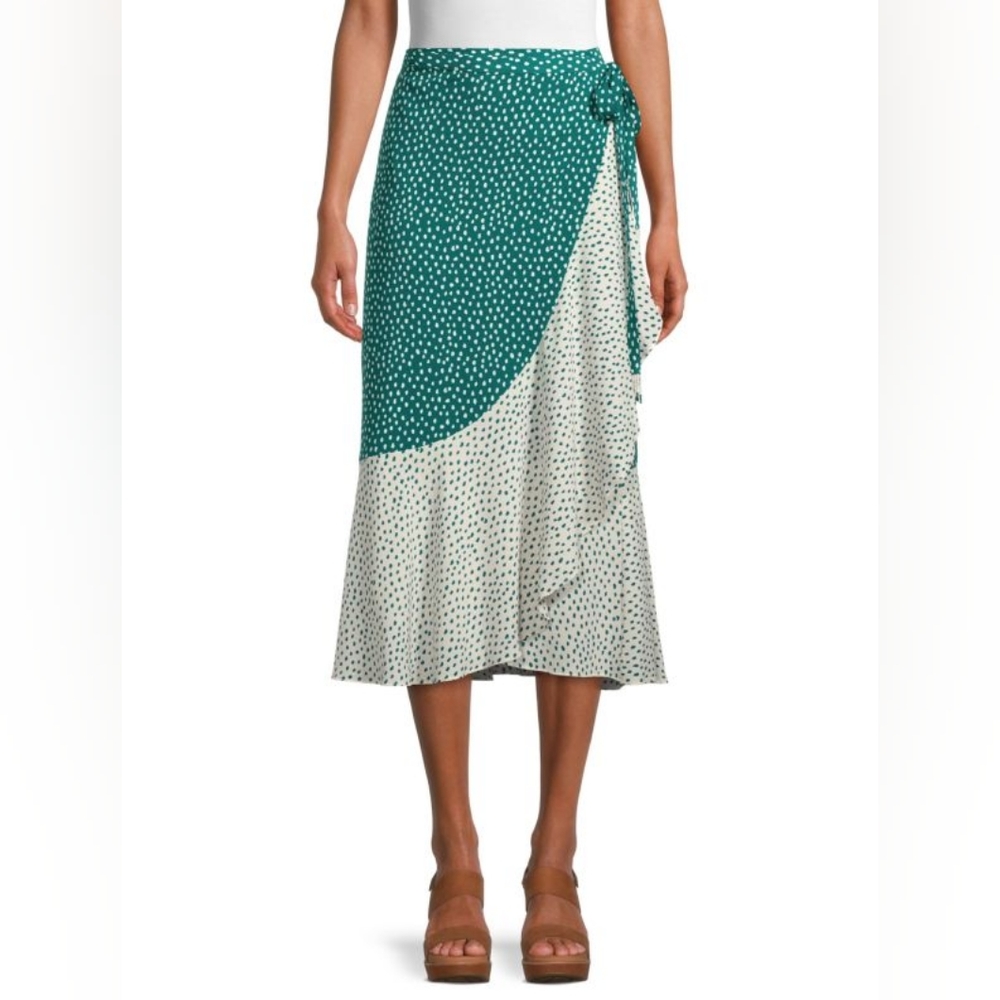 BCBGeneration Polka Dot Frill Wrap Skirt Size Medium